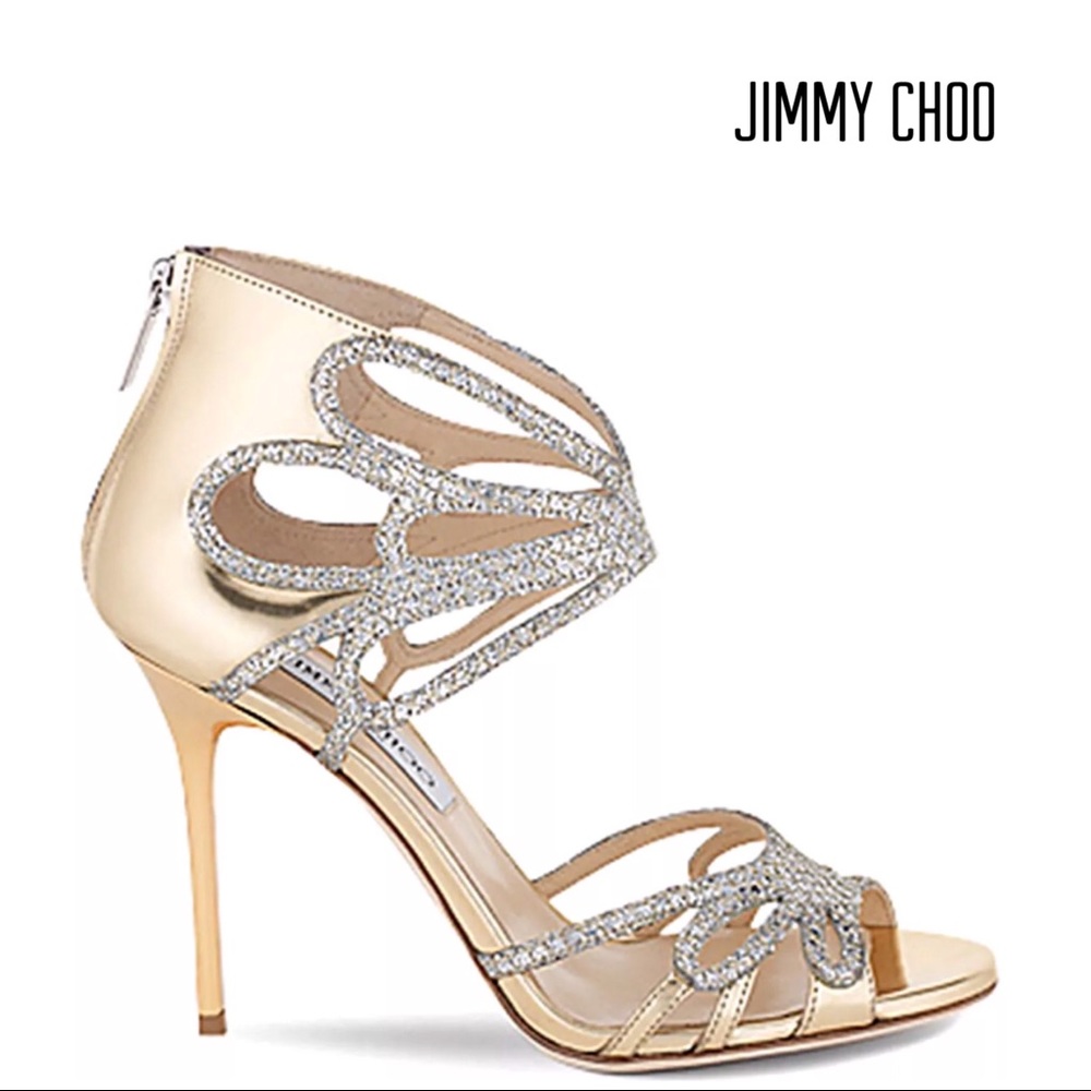 Jimmy Choo Melody Gold/Champagne Glitter Heel 38.5
